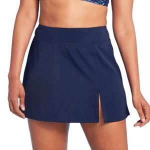 NEW Lands' End Women's UPF 50 Tummy Control Swim Skirt Navy Blue L